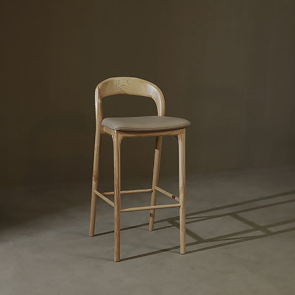 Solid Wood Bar Stools Industrial Bar Height Armless Stool with Low Back