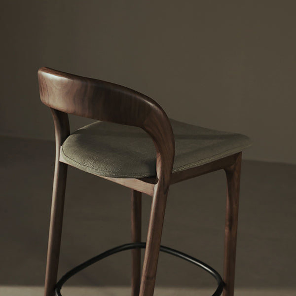 Solid Wood Bar Stools Industrial Bar Height Armless Stool with Low Back