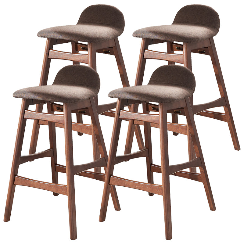 Walnut Solid Wood Bar Stools Industrial Linen Barstools with Low Back