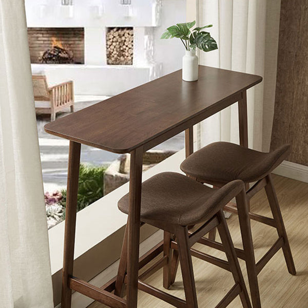 Walnut Solid Wood Bar Stools Industrial Linen Barstools with Low Back