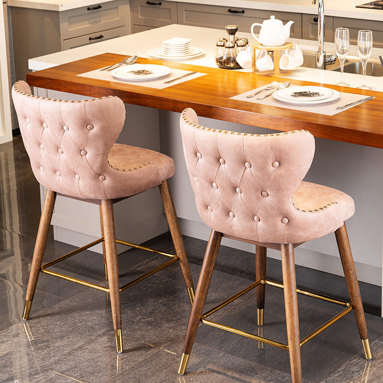 Solid Wood Counter Stools Industrial Fabric Counter Stools with Low Back