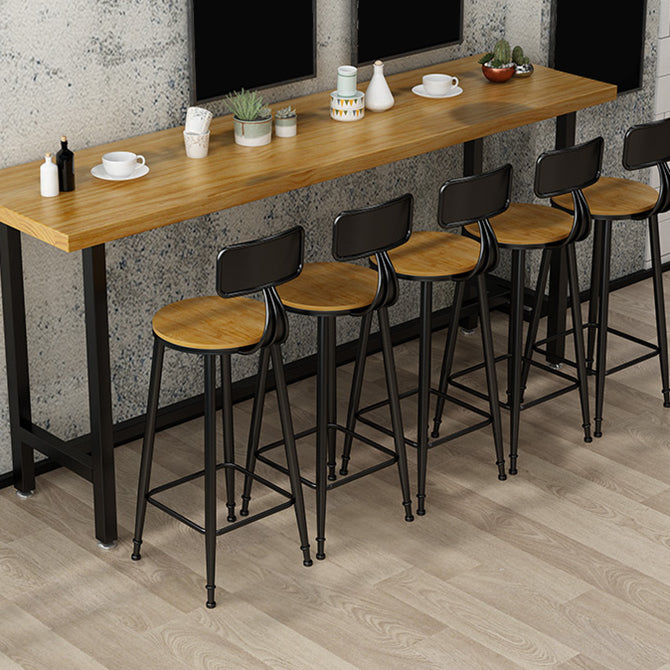 Armless Dining Stool Contemporary Bar Stool with Black Metal Base