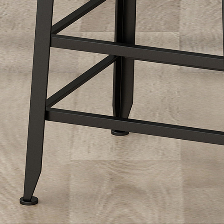 Armless Dining Stool Contemporary Bar Stool with Black Metal Base