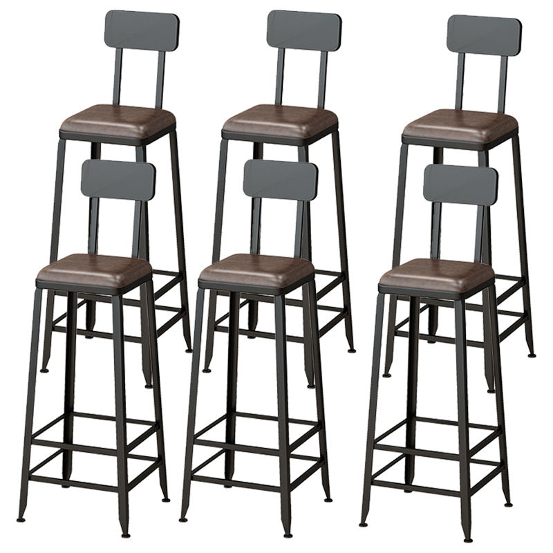 Armless Dining Stool Contemporary Bar Stool with Black Metal Base