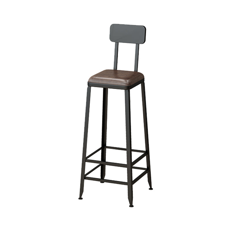 Armless Dining Stool Contemporary Bar Stool with Black Metal Base
