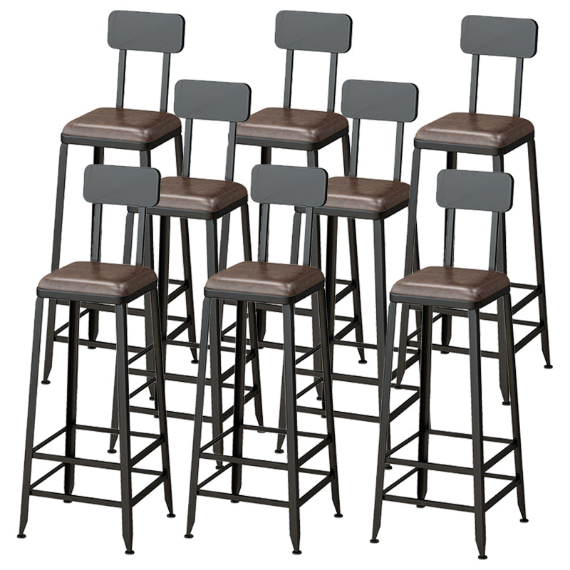 Armless Dining Stool Contemporary Bar Stool with Black Metal Base