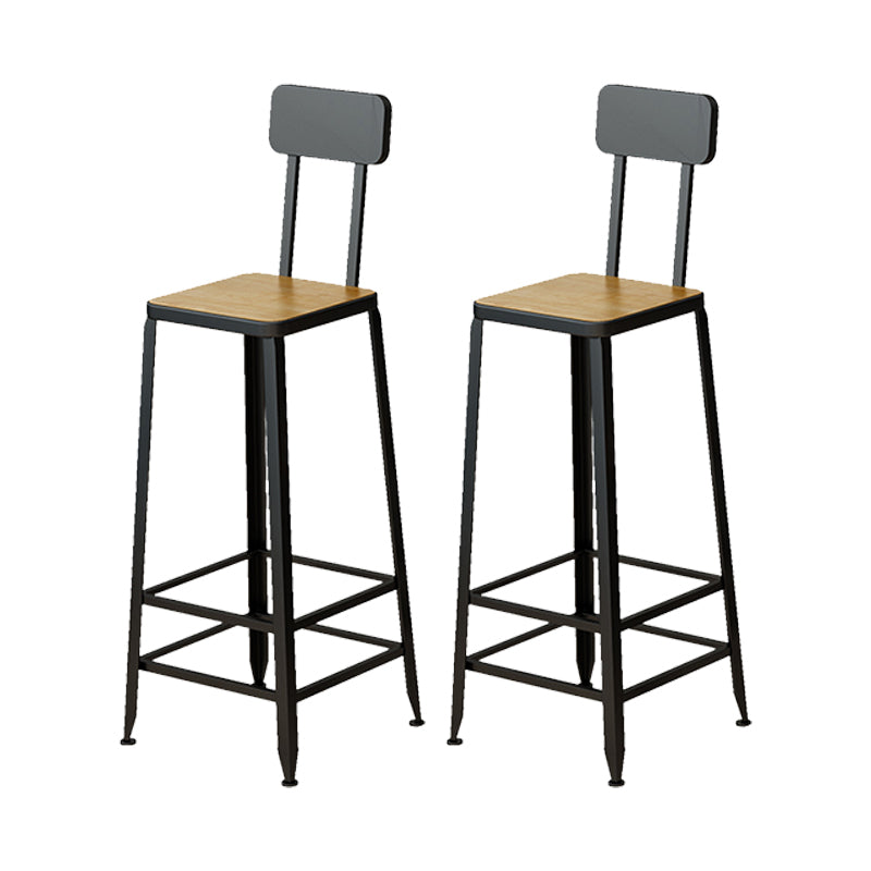 Armless Dining Stool Contemporary Bar Stool with Black Metal Base