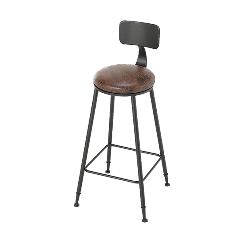 Armless Dining Stool Contemporary Bar Stool with Black Metal Base