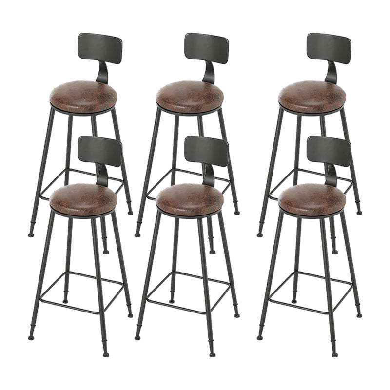 Armless Dining Stool Contemporary Bar Stool with Black Metal Base