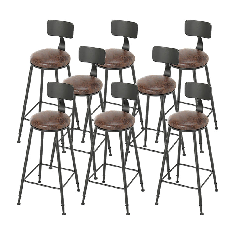 Armless Dining Stool Contemporary Bar Stool with Black Metal Base