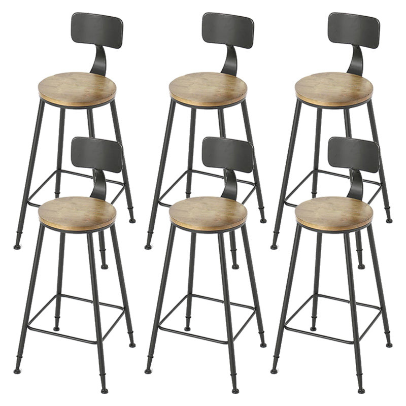 Armless Dining Stool Contemporary Bar Stool with Black Metal Base