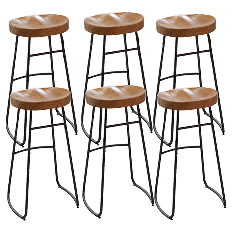 Armless Dining Stool Contemporary Bar Stool with Black Metal Base
