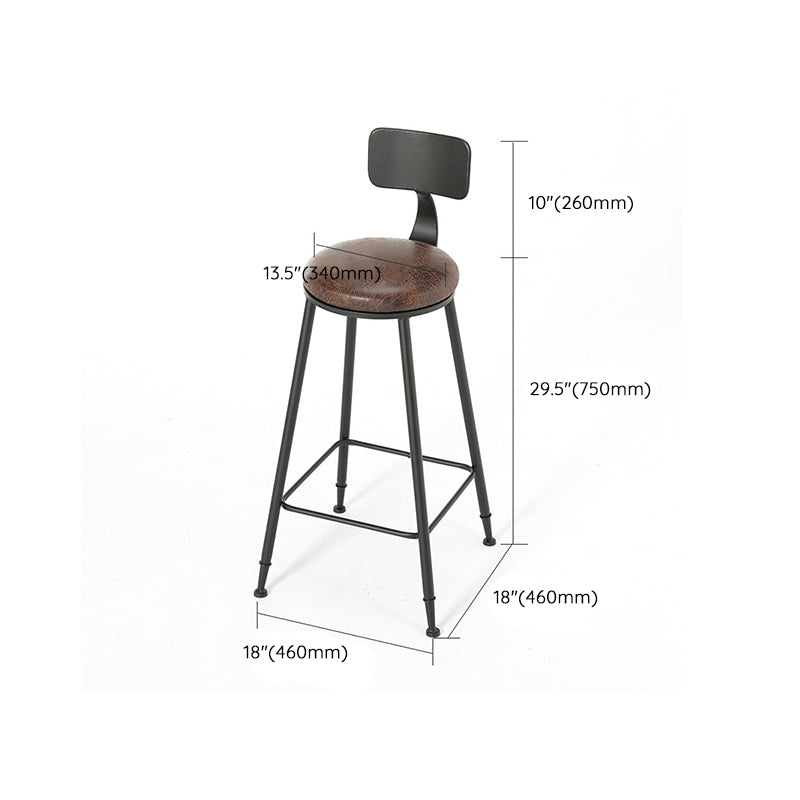 Armless Dining Stool Contemporary Bar Stool with Black Metal Base