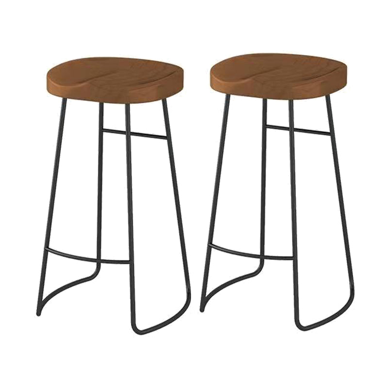 Solid Wood Dining Stool Modern Backless Bar Stool with Footrest