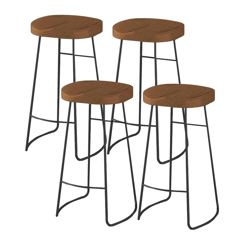 Solid Wood Dining Stool Modern Backless Bar Stool with Footrest