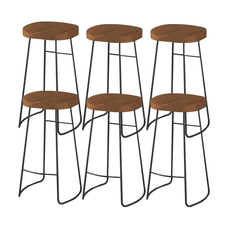 Solid Wood Dining Stool Modern Backless Bar Stool with Footrest