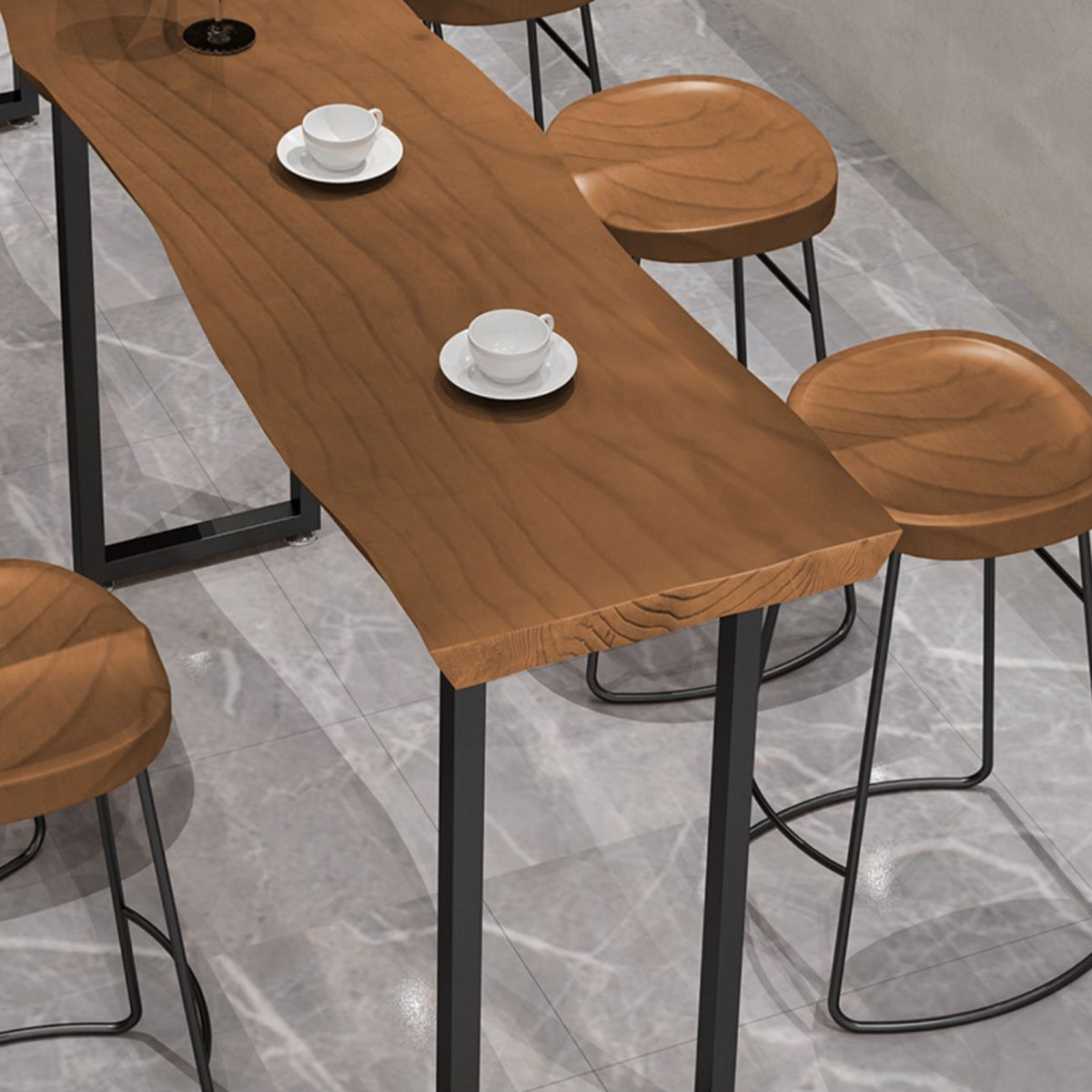 Solid Wood Dining Stool Modern Backless Bar Stool with Footrest