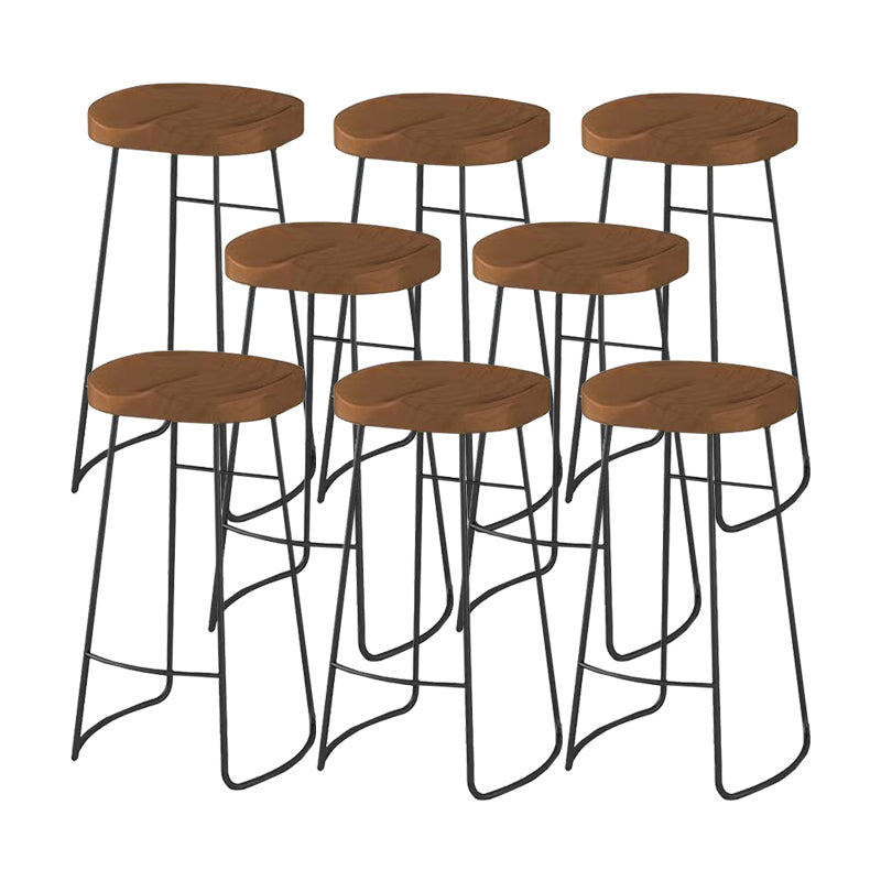 Solid Wood Dining Stool Modern Backless Bar Stool with Footrest