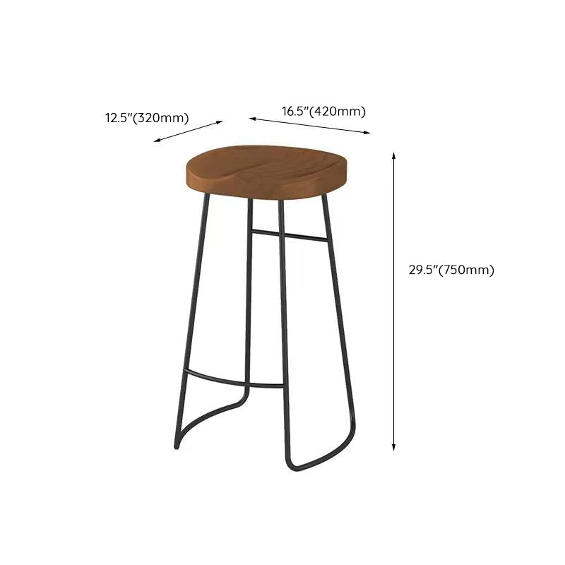 Solid Wood Dining Stool Modern Backless Bar Stool with Footrest