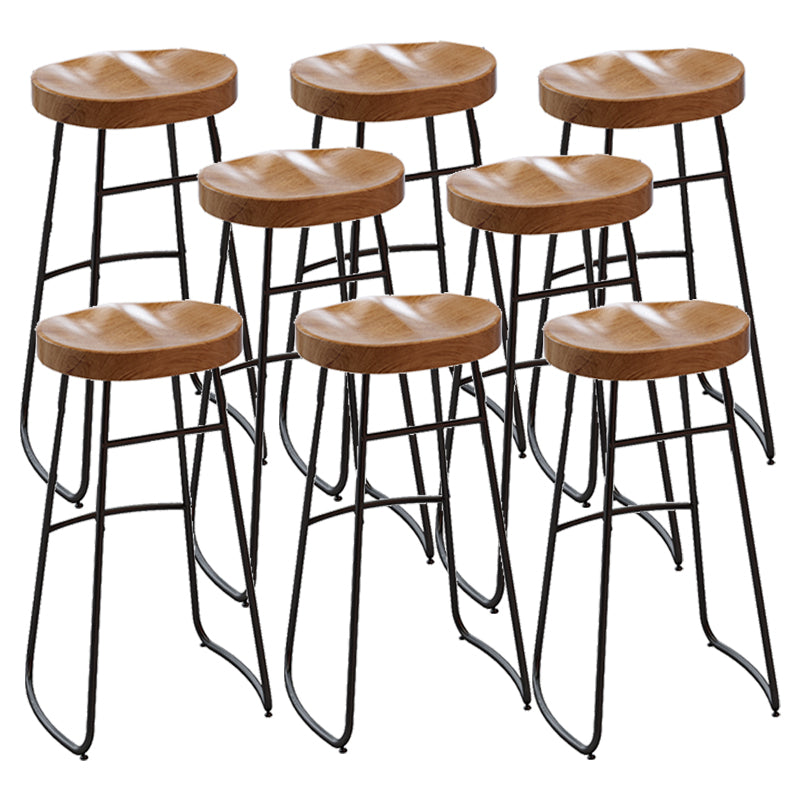 Solid Wood Dining Stools Contemporary Armless Bar Stools with Footrest