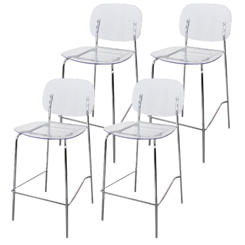 Scandinavian Metal Bar Stool Acrylic Patio Bar Stool with Chrome Base