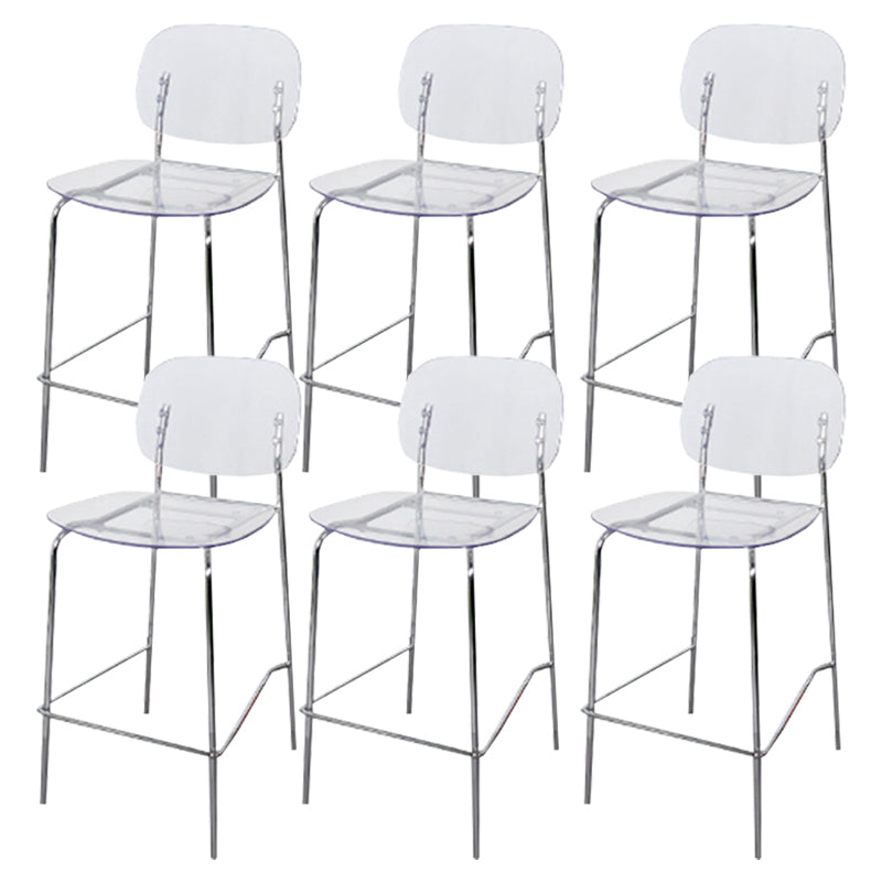 Scandinavian Metal Bar Stool Acrylic Patio Bar Stool with Chrome Base