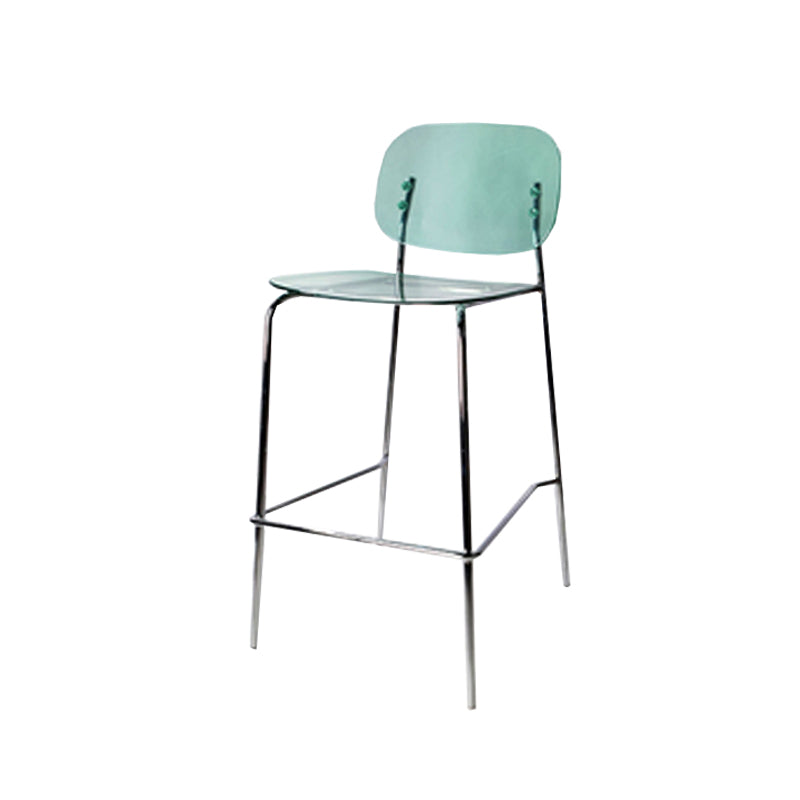 Scandinavian Metal Bar Stool Acrylic Patio Bar Stool with Chrome Base