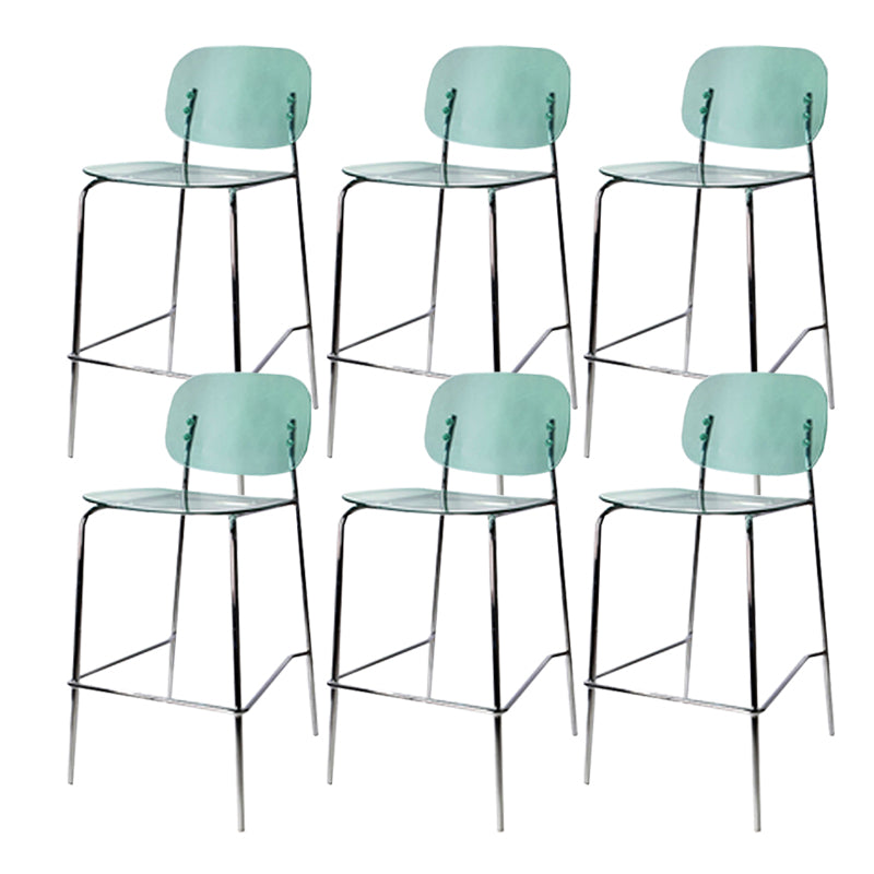 Scandinavian Metal Bar Stool Acrylic Patio Bar Stool with Chrome Base