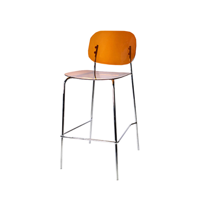 Scandinavian Metal Bar Stool Acrylic Patio Bar Stool with Chrome Base