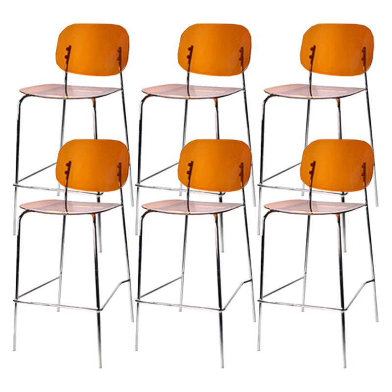 Scandinavian Metal Bar Stool Acrylic Patio Bar Stool with Chrome Base
