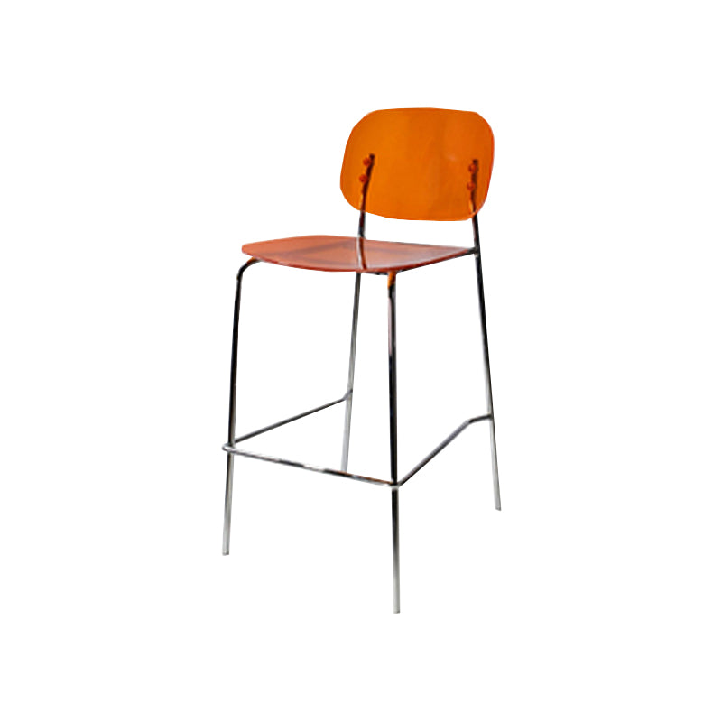 Scandinavian Metal Bar Stool Acrylic Patio Bar Stool with Chrome Base