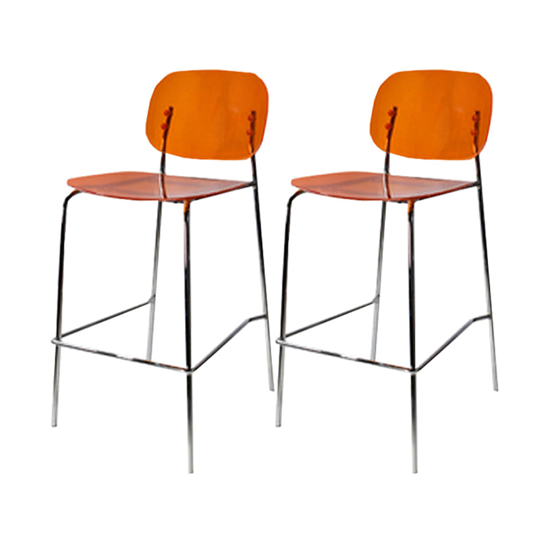 Scandinavian Metal Bar Stool Acrylic Patio Bar Stool with Chrome Base