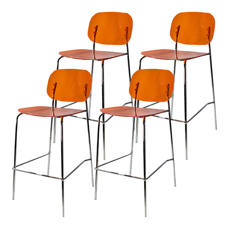 Scandinavian Metal Bar Stool Acrylic Patio Bar Stool with Chrome Base