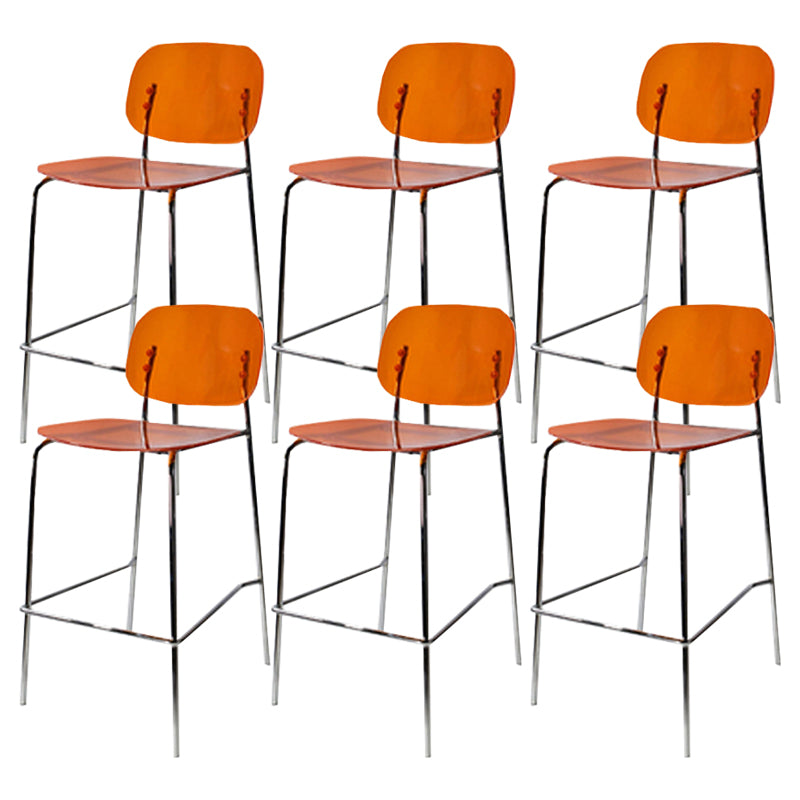Scandinavian Metal Bar Stool Acrylic Patio Bar Stool with Chrome Base