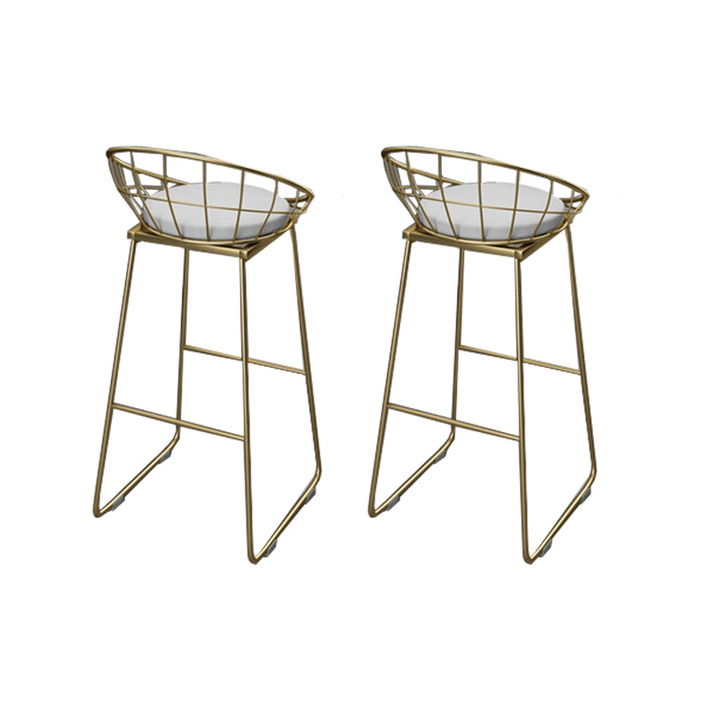 Armless Dining Stools Glam Upholstered Bar Stools with Metal Base