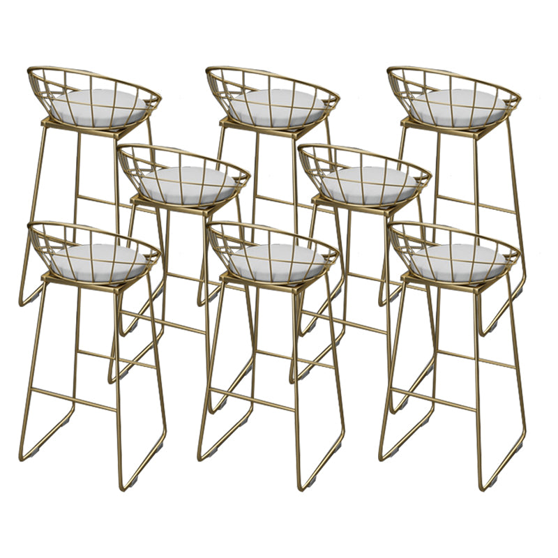 Armless Dining Stools Glam Upholstered Bar Stools with Metal Base