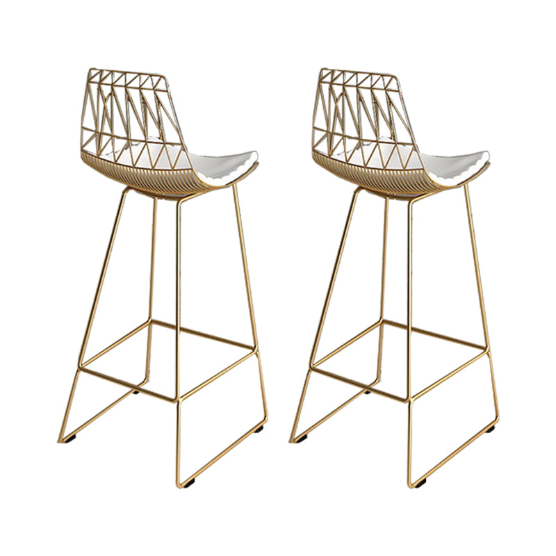 Armless Dining Stools Glam Upholstered Bar Stools with Metal Base