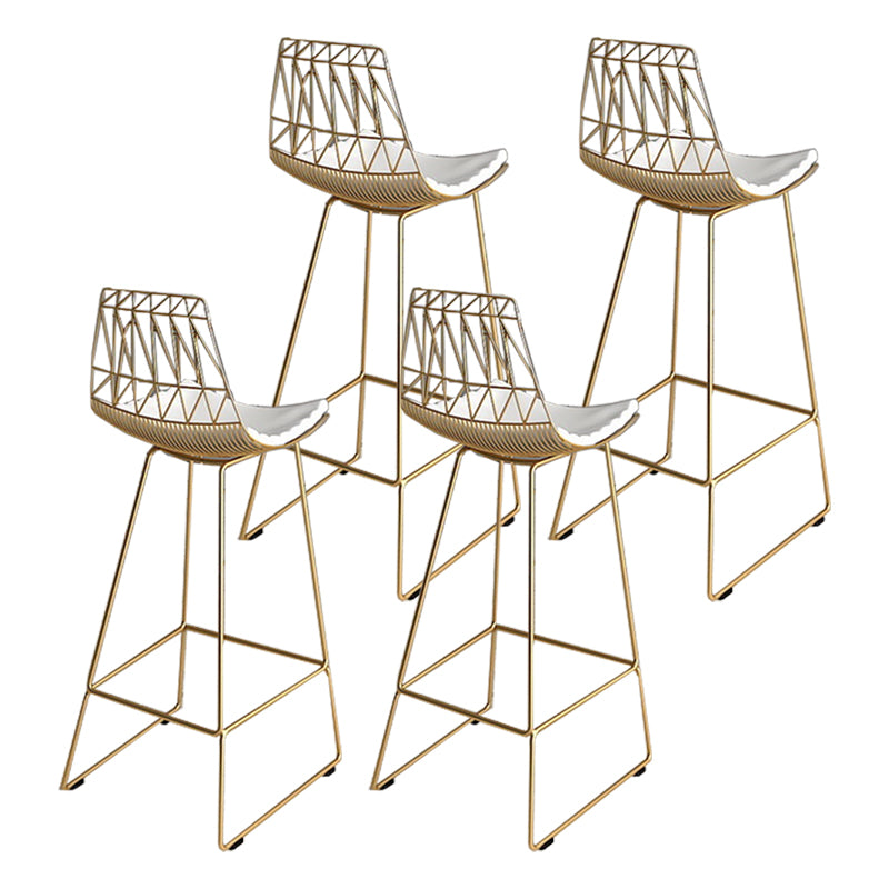 Armless Dining Stools Glam Upholstered Bar Stools with Metal Base