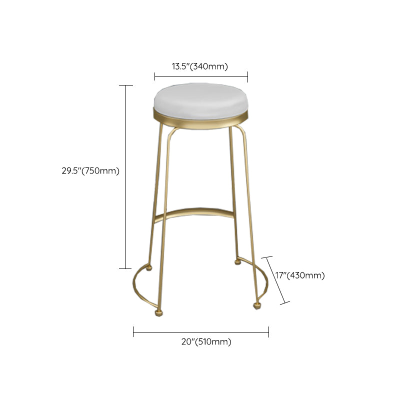 Armless Dining Stools Glam Upholstered Bar Stools with Metal Base