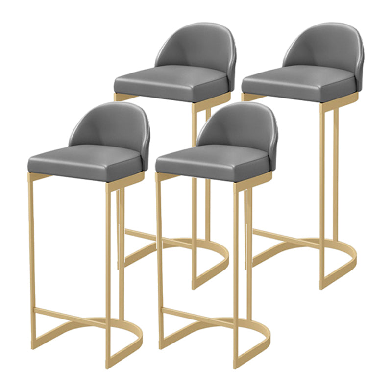 Faux Leather Dining Stool Bucket Bar Stool with Gold Metal Base