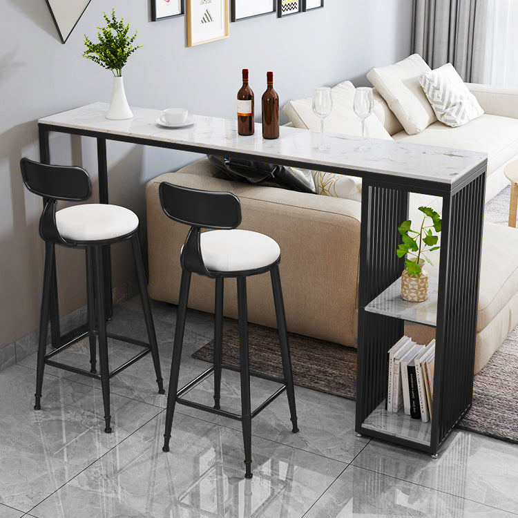 Low Back Dining Stools Round Armless Bar Stools with Footrest