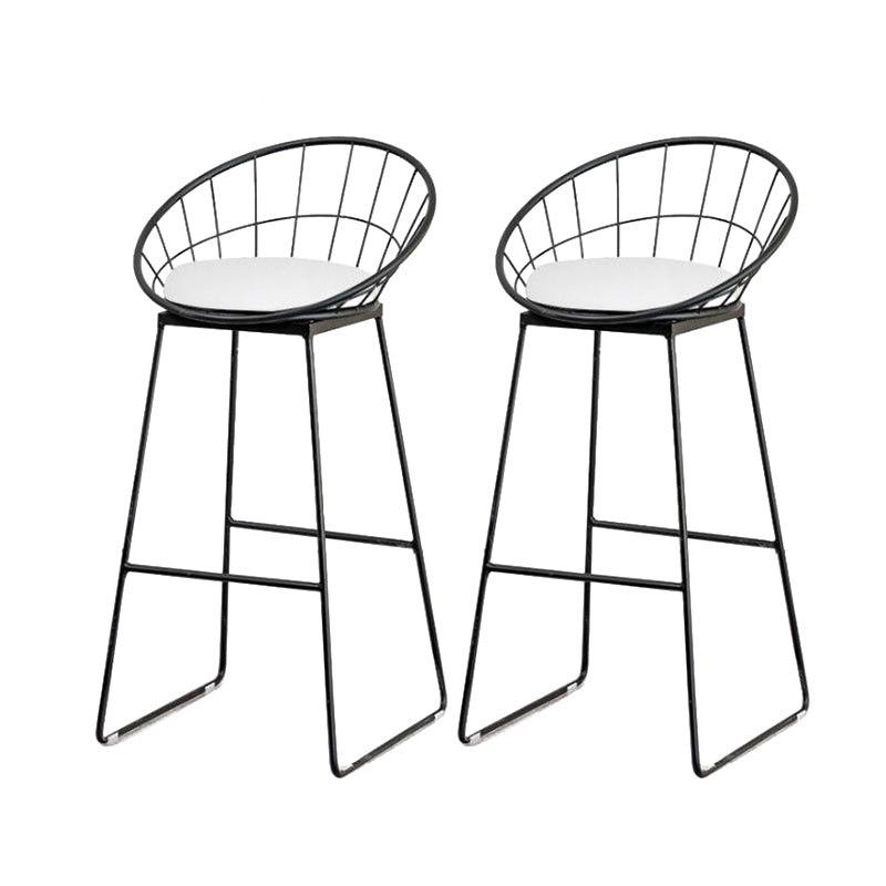 Low Back Dining Stools Round Armless Bar Stools with Footrest