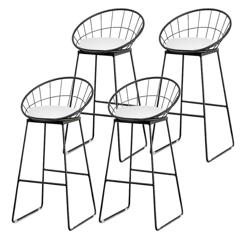 Low Back Dining Stools Round Armless Bar Stools with Footrest