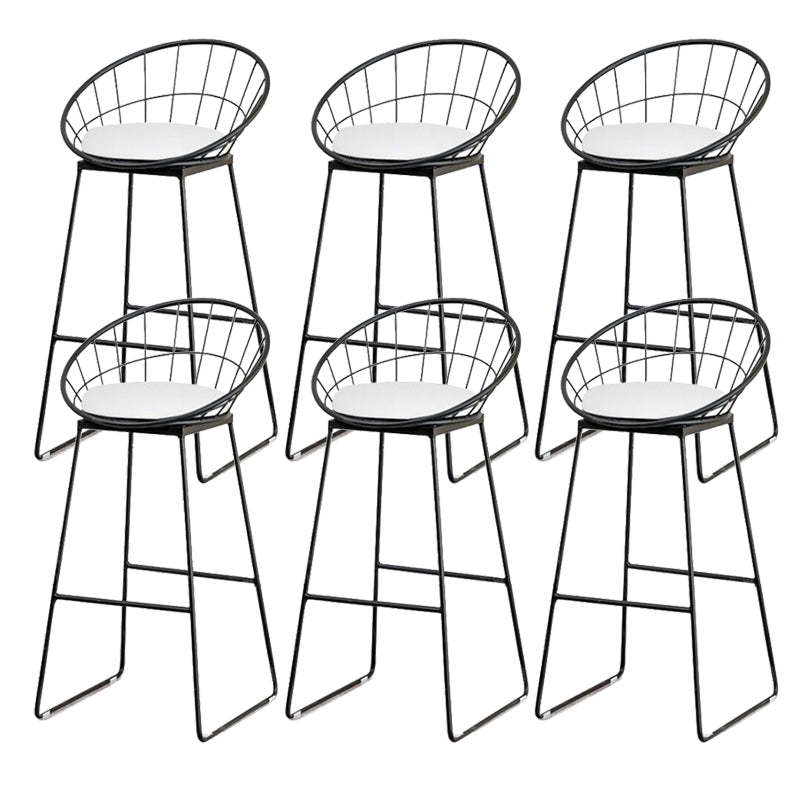 Low Back Dining Stools Round Armless Bar Stools with Footrest