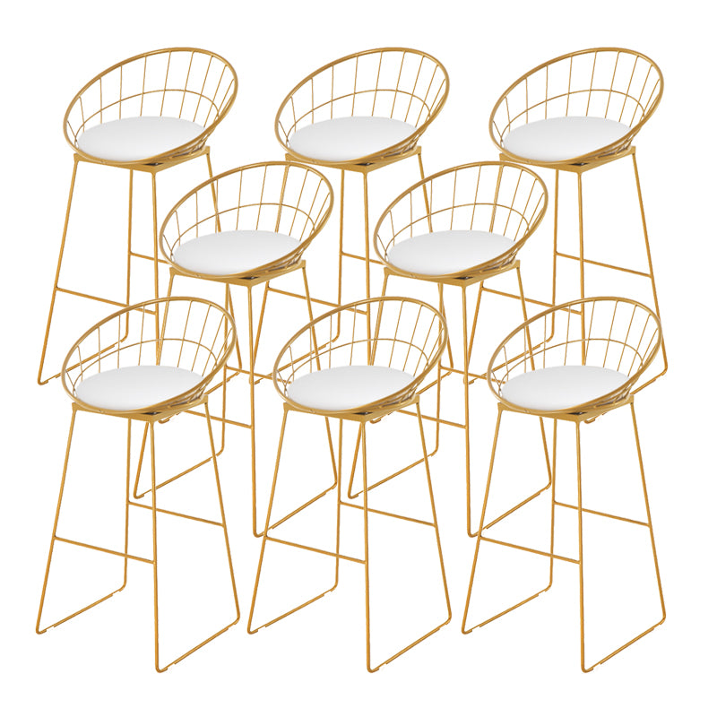 Low Back Dining Stools Round Armless Bar Stools with Footrest