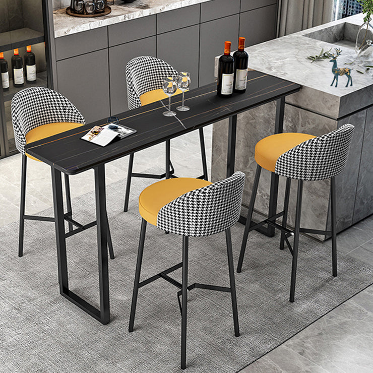 Industrial Metal Bar Stool Faux Leather Bar Stool with Black Legs