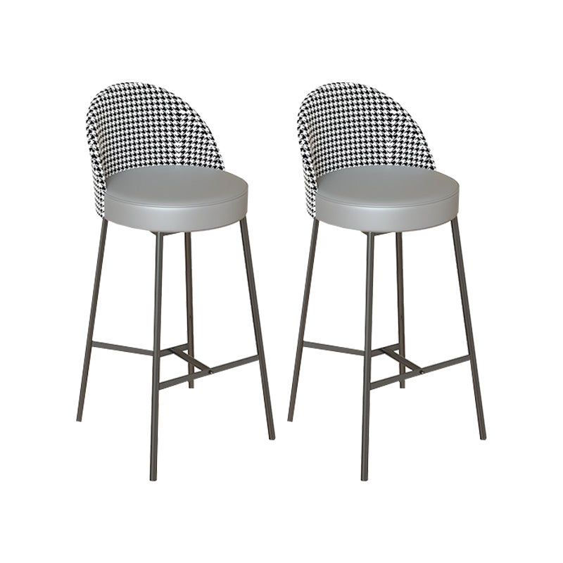 Industrial Metal Bar Stool Faux Leather Bar Stool with Black Legs
