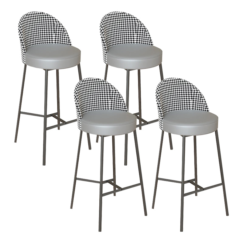 Industrial Metal Bar Stool Faux Leather Bar Stool with Black Legs