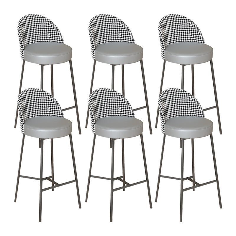 Industrial Metal Bar Stool Faux Leather Bar Stool with Black Legs