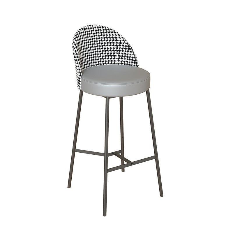 Industrial Metal Bar Stool Faux Leather Bar Stool with Black Legs